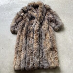 Vintage Genuine Fur Coat Possibly Coyote/fox Fur Full Length 23x50